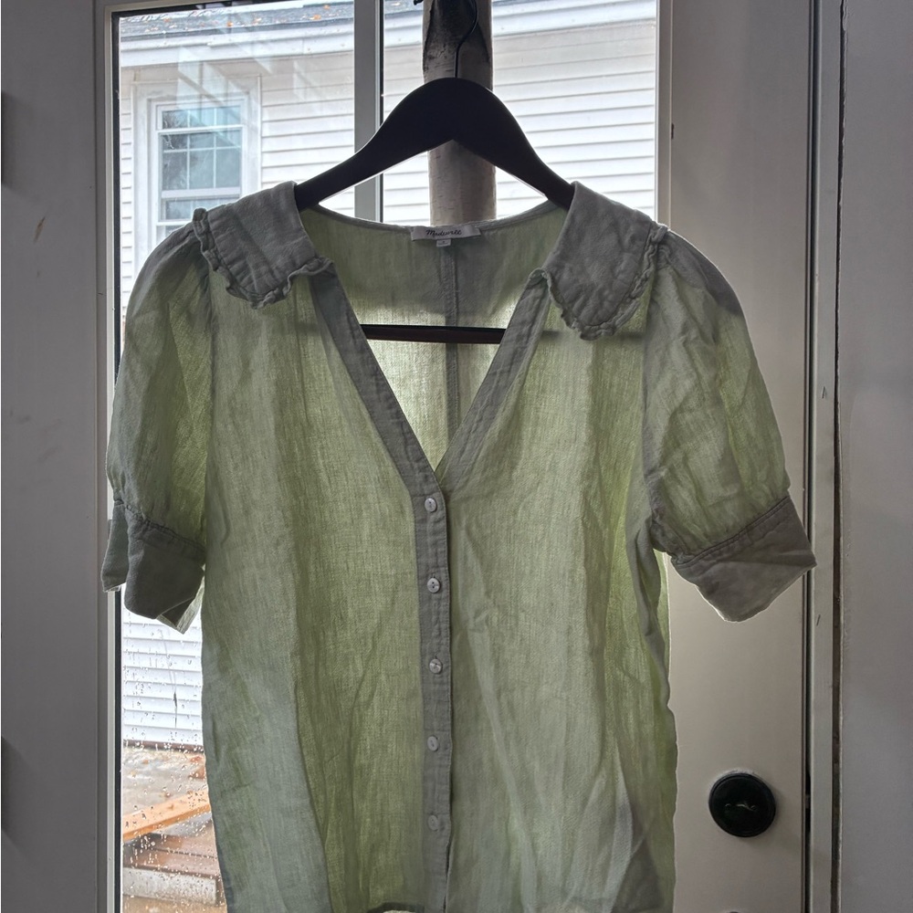 Madewell Light Green Button-Up Blouse